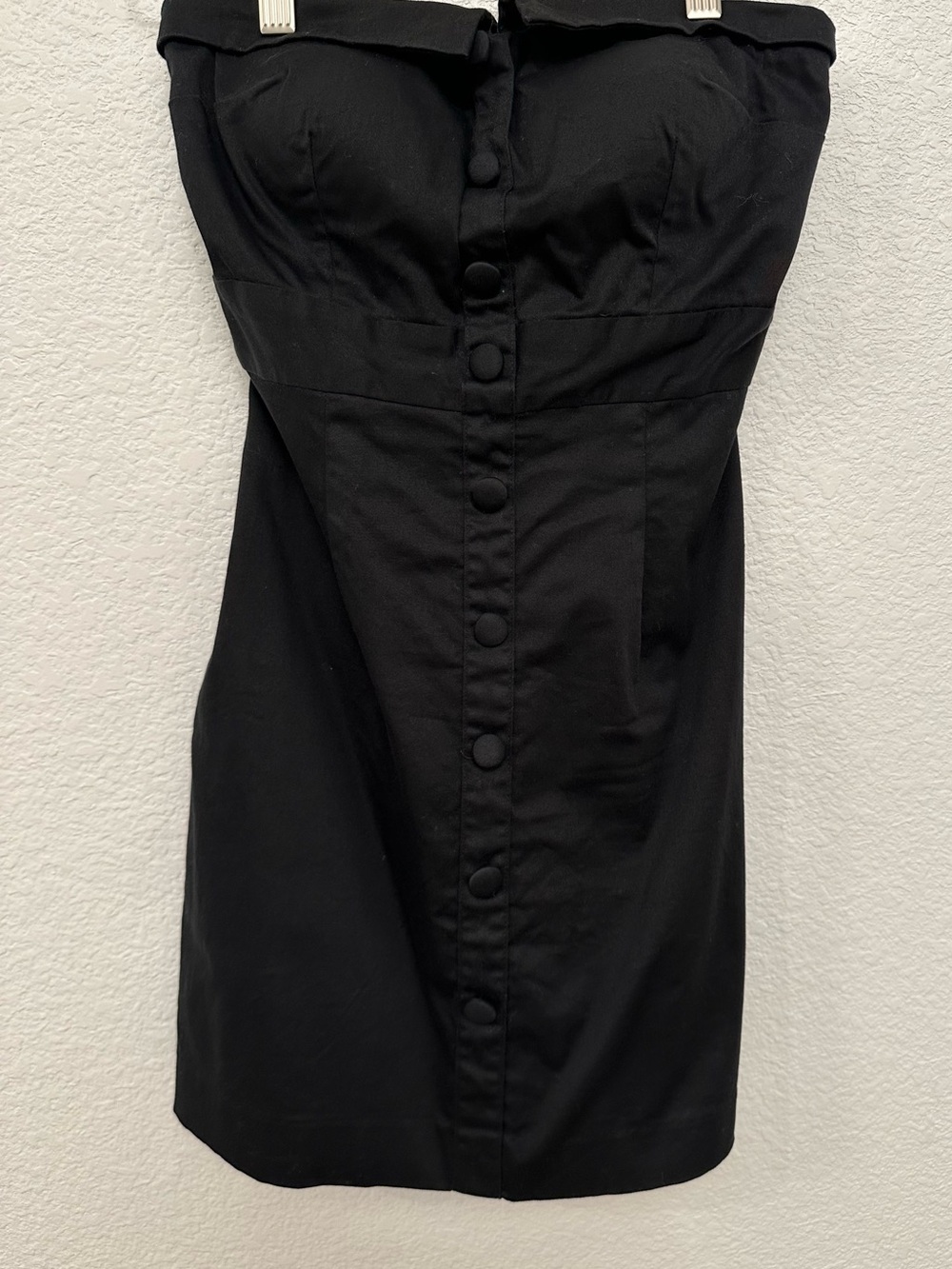 Black Strapless Button-Front Dress